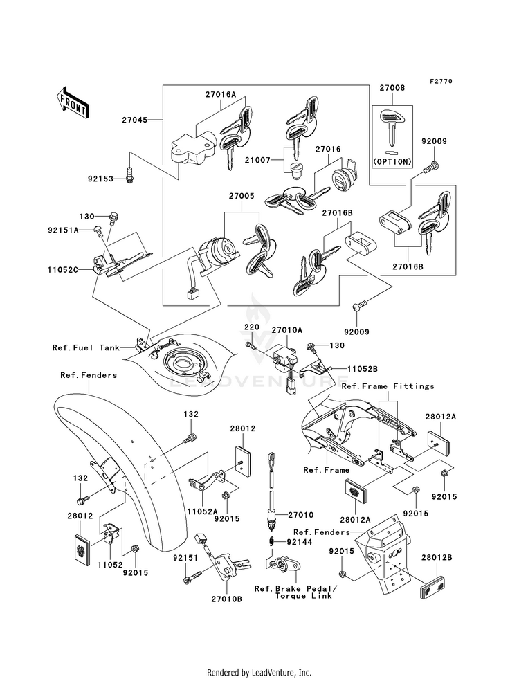 Ignition Switch/Locks/Reflectors VN1600B8F Vulcan 1600 Mean Streak (2008) Schematic