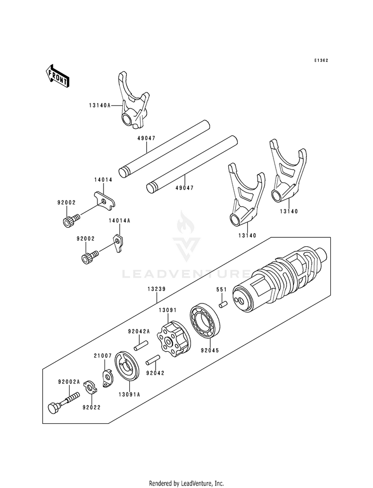 Gear Change Drum/Shift Fork(S) Schematic