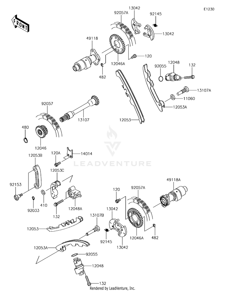 Camshaft(S)/Tensioner KVF750HGF Brute Force 750 4x4i EPS Camo (2016) Schematic