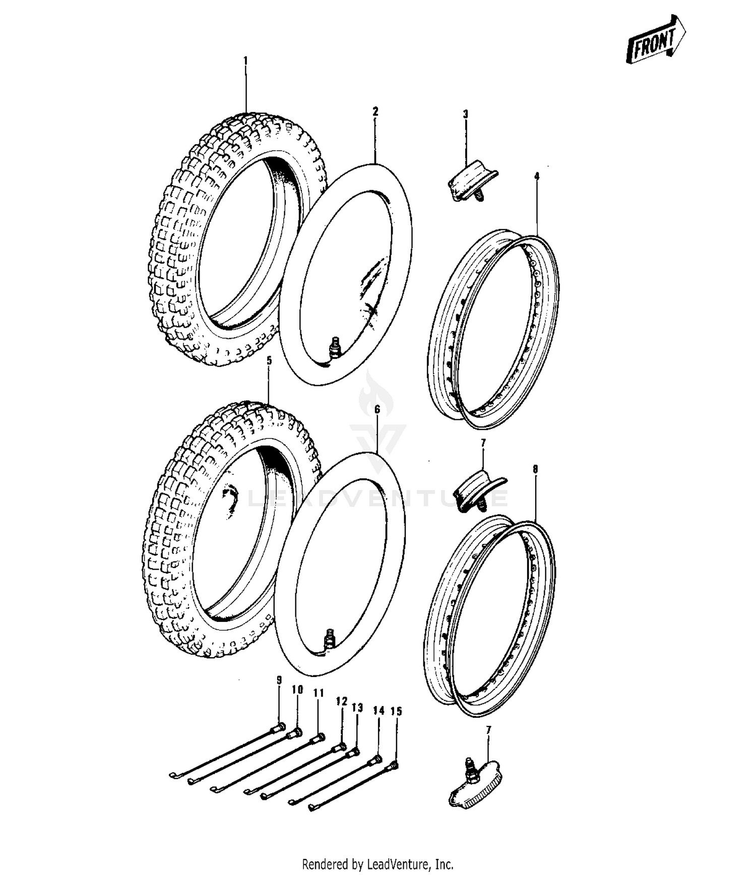 WHEELS/TIRES ('74-'76 KX125/A/A3)