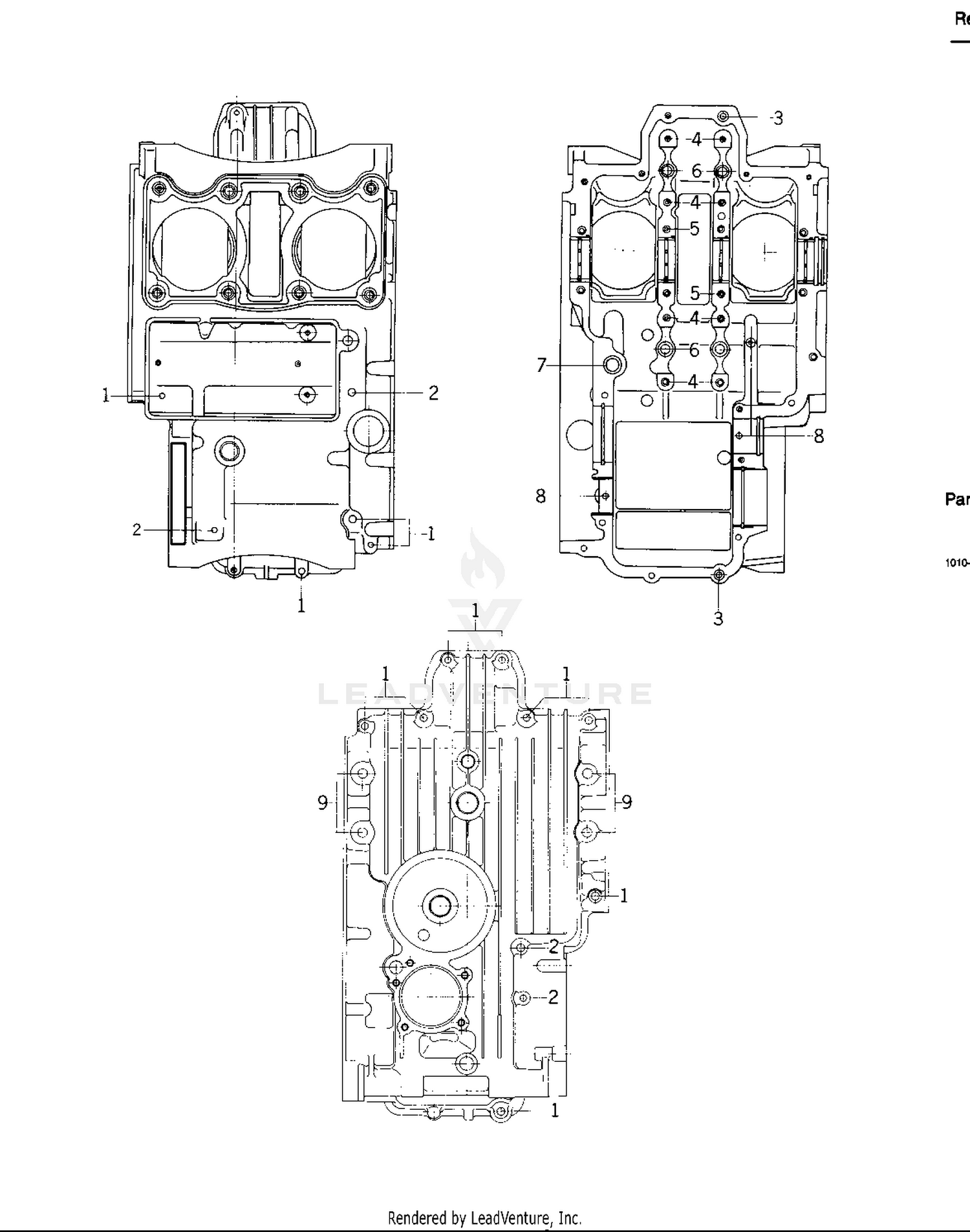 CRANKCASE BOLT & STUD PATTERN ('74 -'75