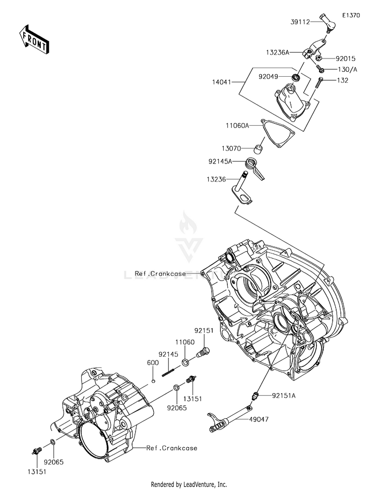 Gear Change Mechanism KVF750GGF Brute Force 750 4x4i EPS (2016) Schematic