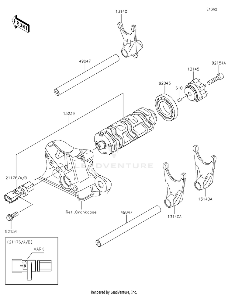 Gear Change Drum/Shift Fork(S) Schematic