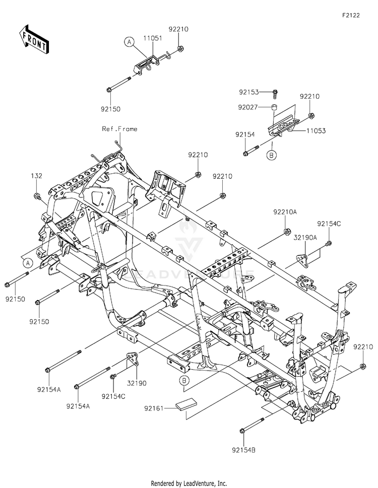 Engine Mount KVF750LLF Brute Force 750 4x4i (2020) Schematic