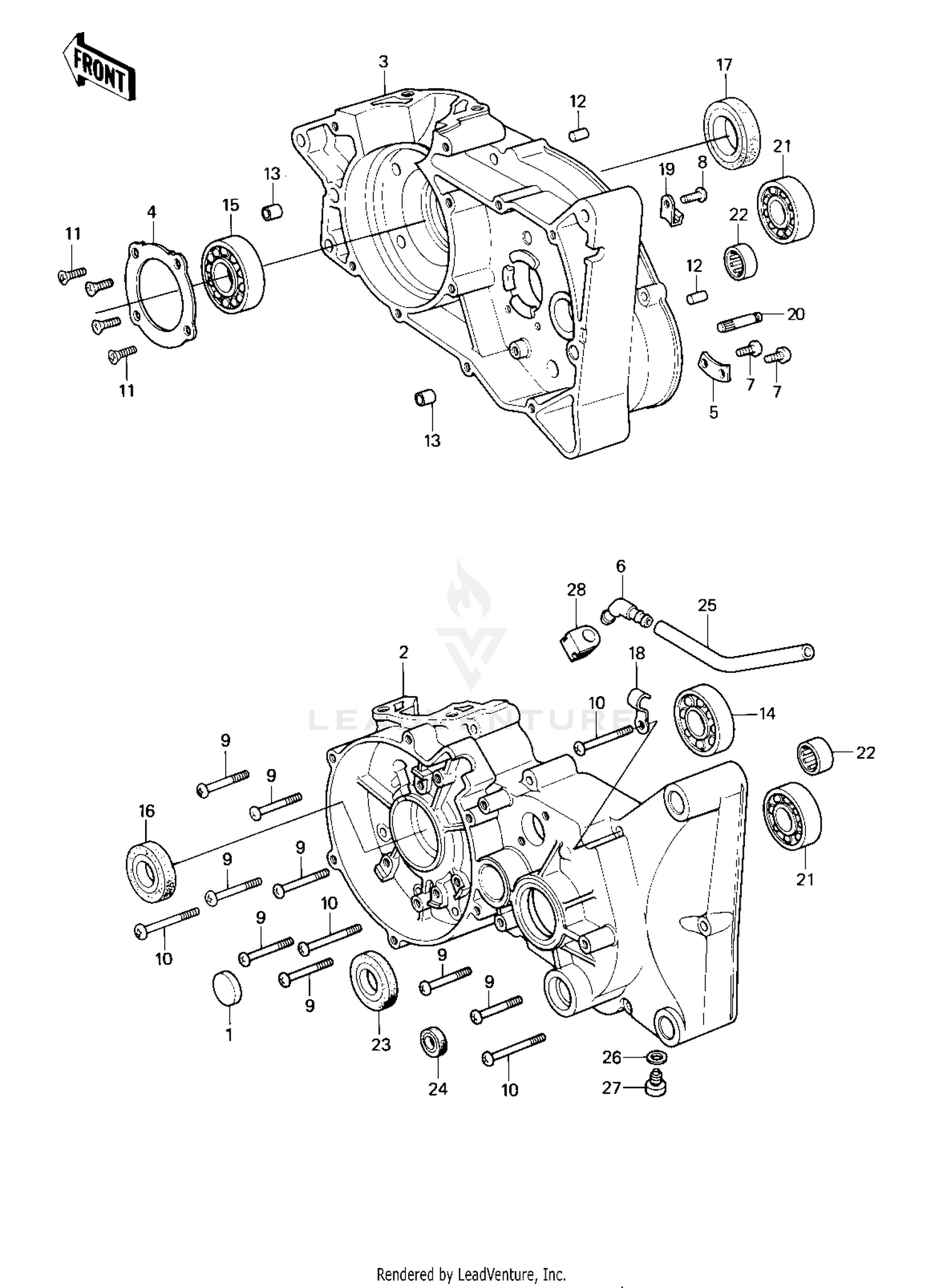 CRANKCASE ('80-'81 KE175-D2/D3)