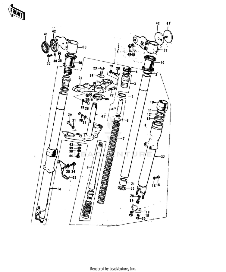 Front Fork ('74-'75 F9-B/F9-C 350) Schematic