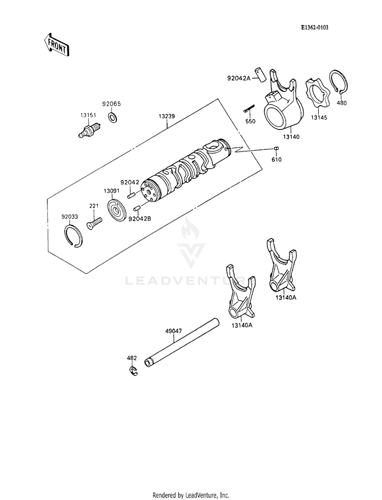 Gear Change Drum/Shift Fork(S) Schematic