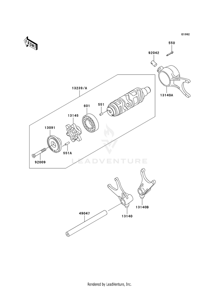 Gear Change Drum/Shift Fork(S) Schematic