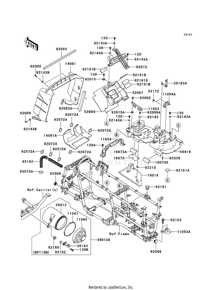 Frame Fittings KVF750E8F Brute Force 750 4x4i Hardwoods Green HD (2008) Schematic