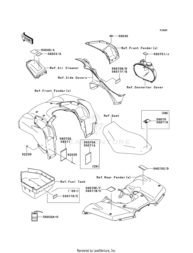 Labels KVF750D8F Brute Force 750 4x4i (2008) Schematic