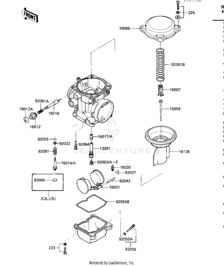 Carburetor Parts Schematic