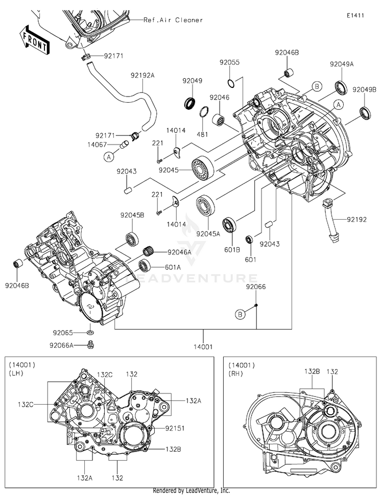 Crankcase KVF750GLF Brute Force 750 4x4i EPS (2020) Schematic