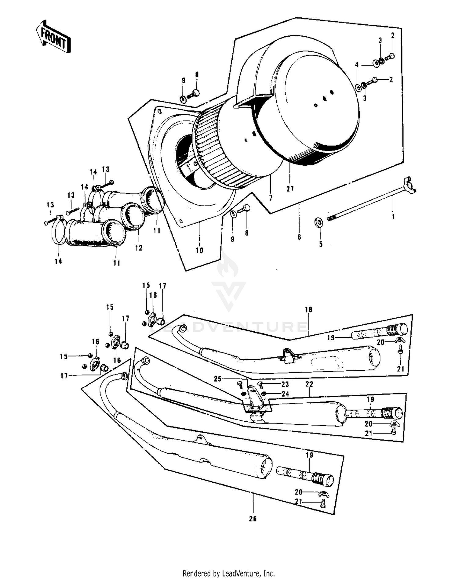 AIR CLEANER/MUFFLERS ('74-'75 S3/S3-A)