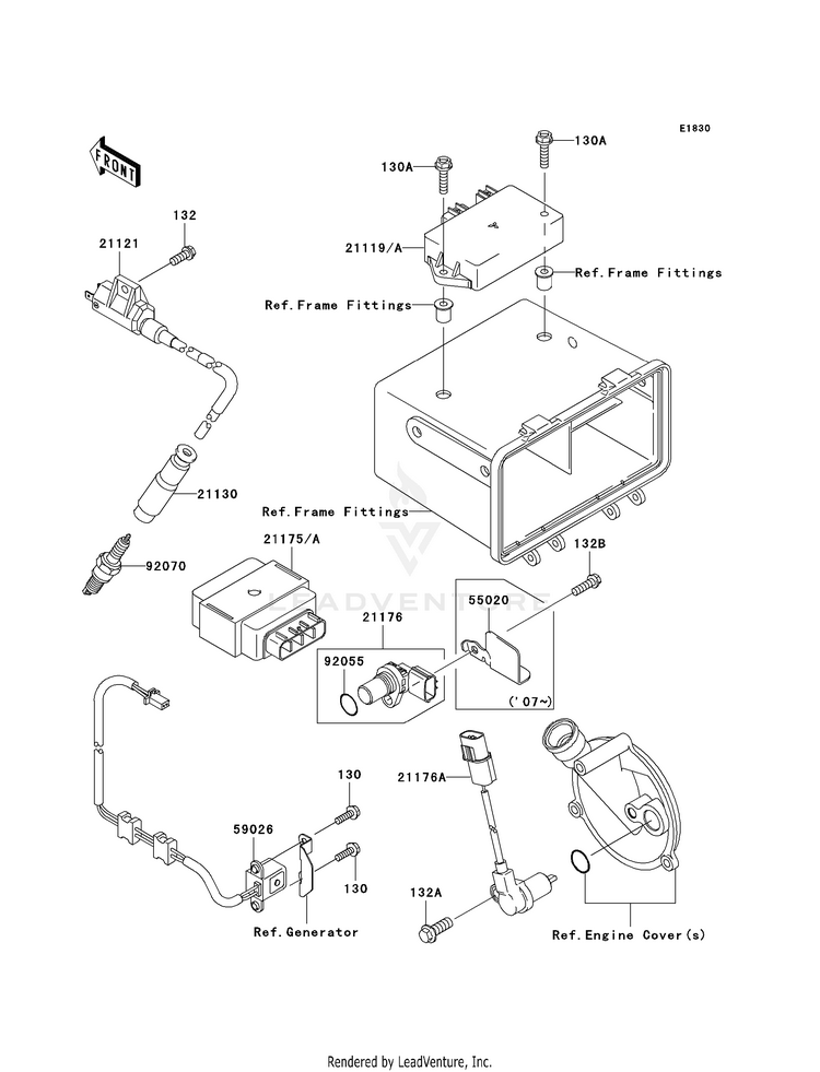 Ignition System KVF360CAF Prairie 360 4X4 Realtree APG HD (2010) Schematic