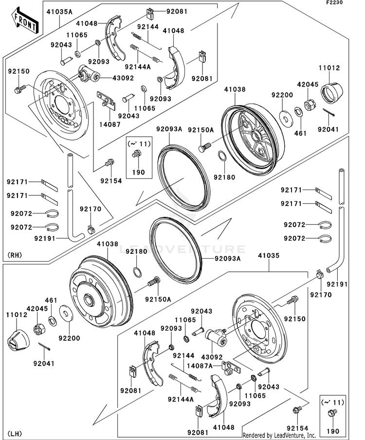 Front Hubs/Brakes Schematic