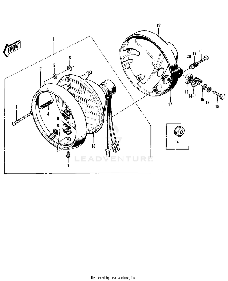 Headlight ('72-'73 F9/F9-A 350) Schematic