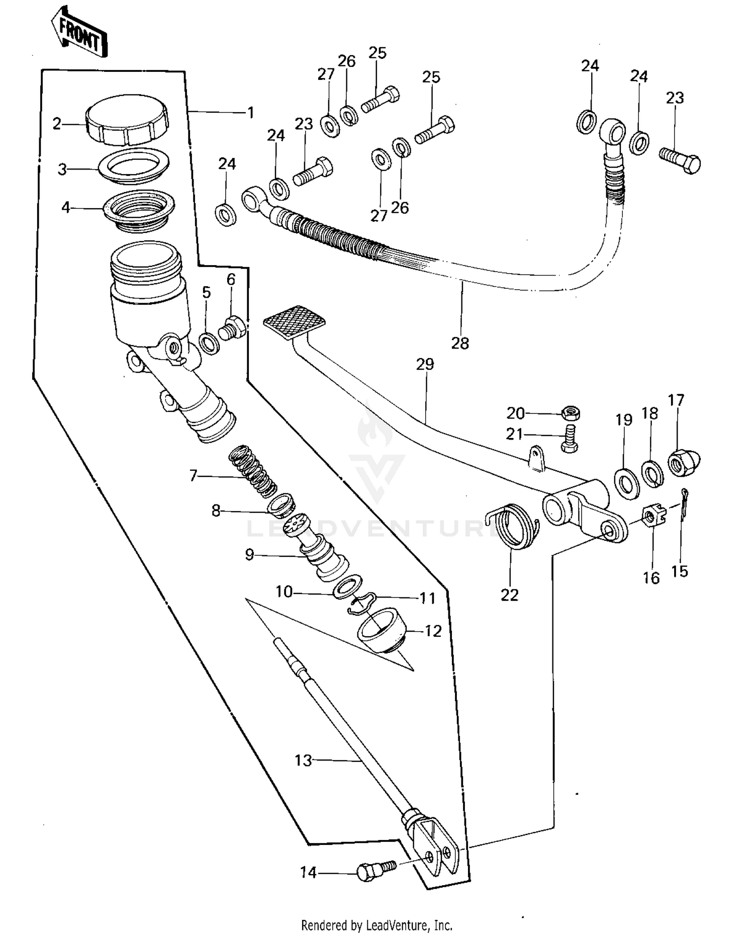 REAR MASTER CYLINDER/BRAKE PEDAL ('77-'7
