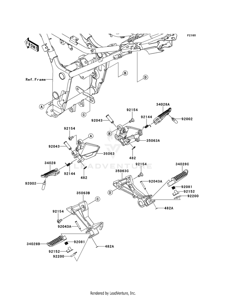 Footrests EX300BEF Ninja 300 ABS (2014) Schematic