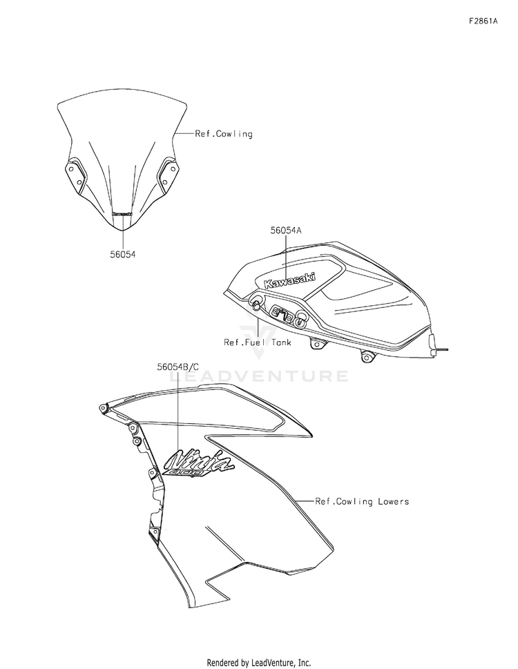 Decals(White)(Hlf) EX400HLF Ninja 400 (2020) Schematic