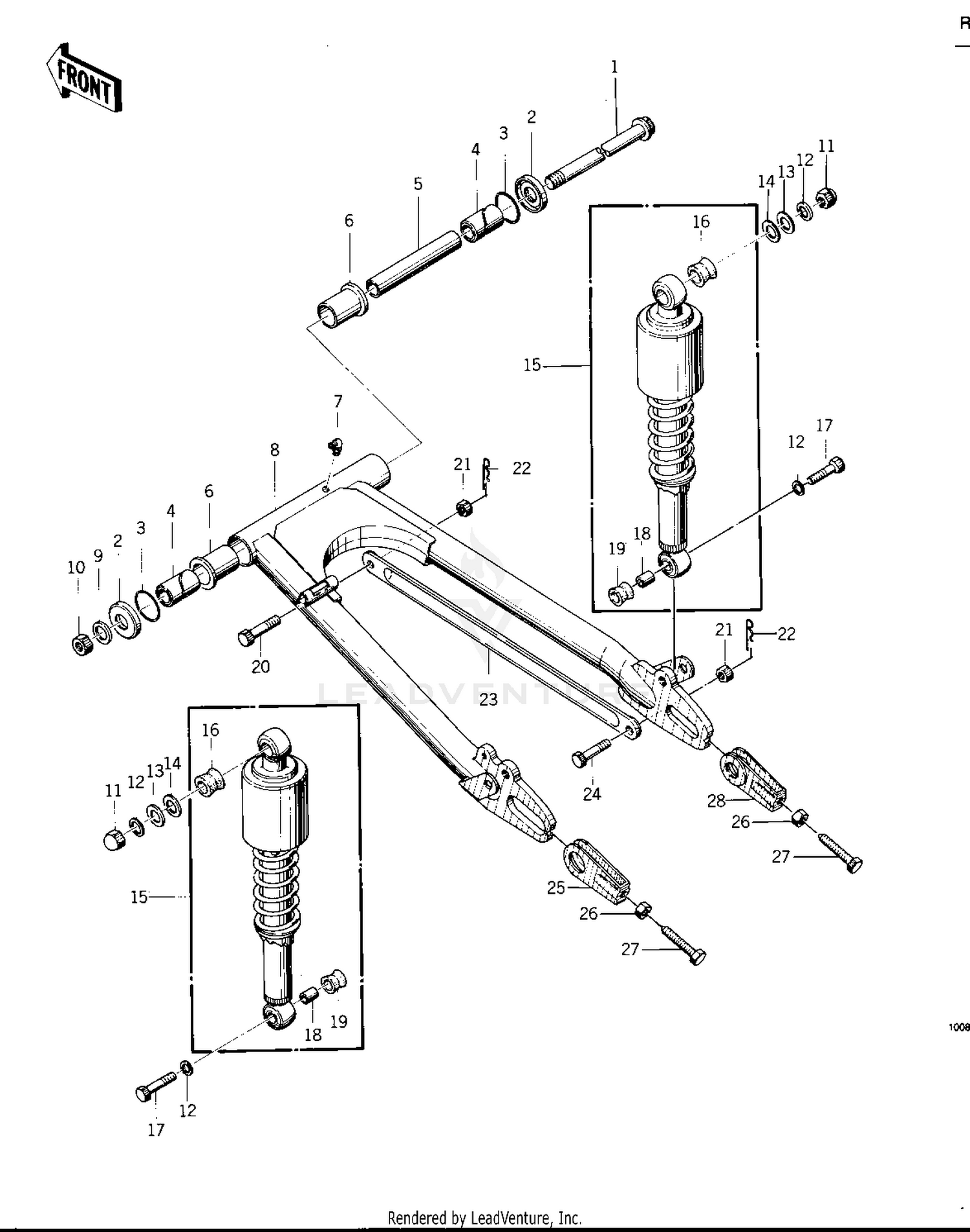 SWING ARM/SHOCK ABSORBERS ('74 -'75 KZ40