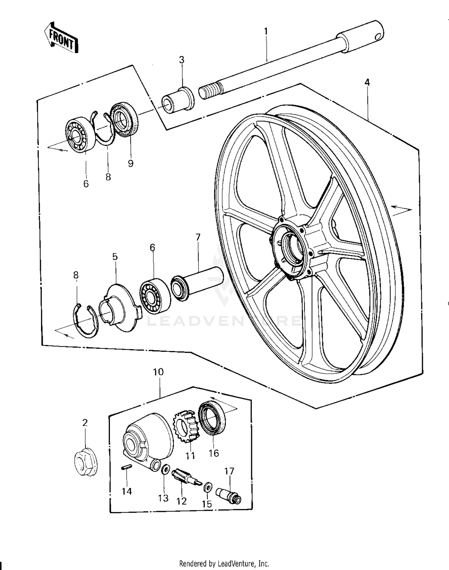 FRONT WHEEL/HUB ('80 H1)