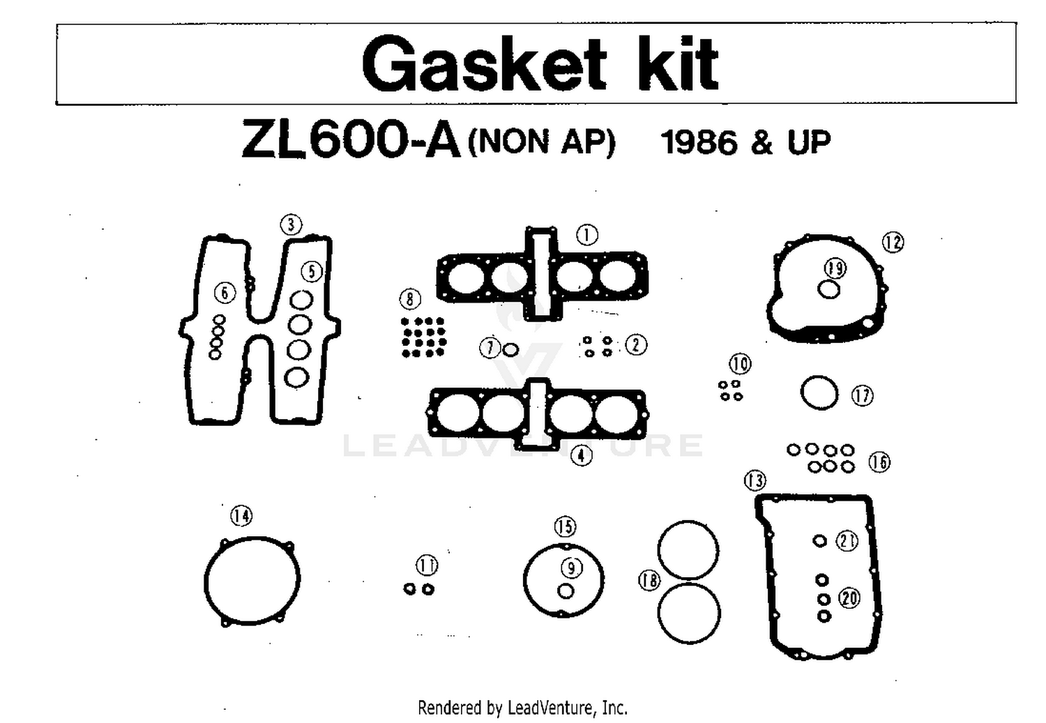GASKET KIT (ZL600-A NON AP 1986 & UP)