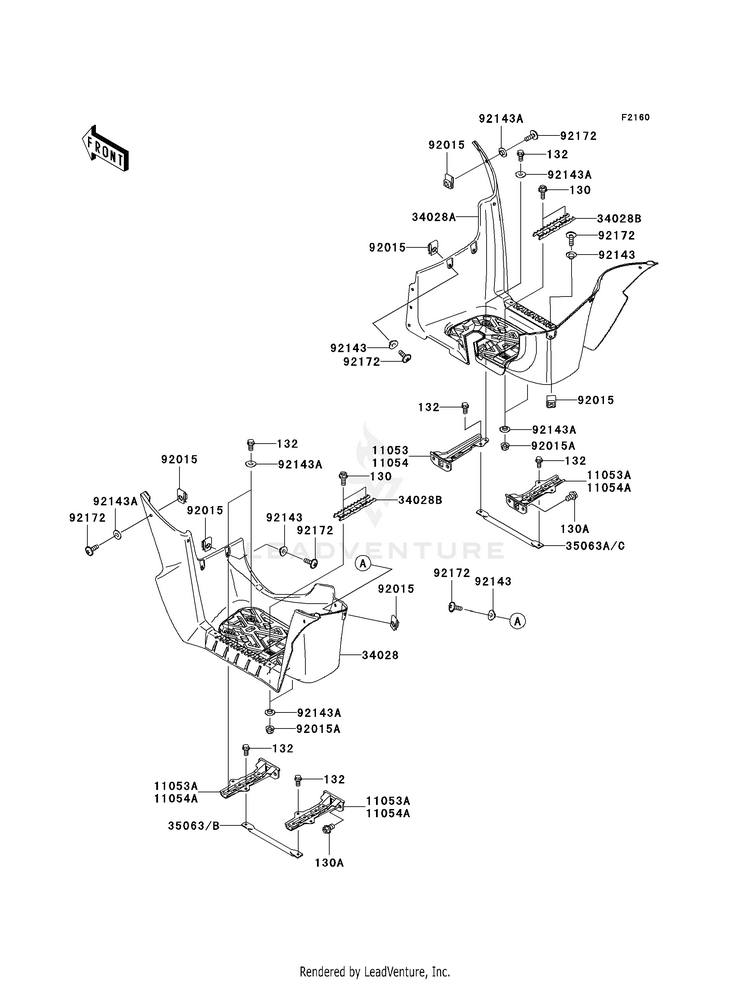 Footrests KVF650G8F Brute Force 650 4x4i Hardwoods Green HD (2008) Schematic