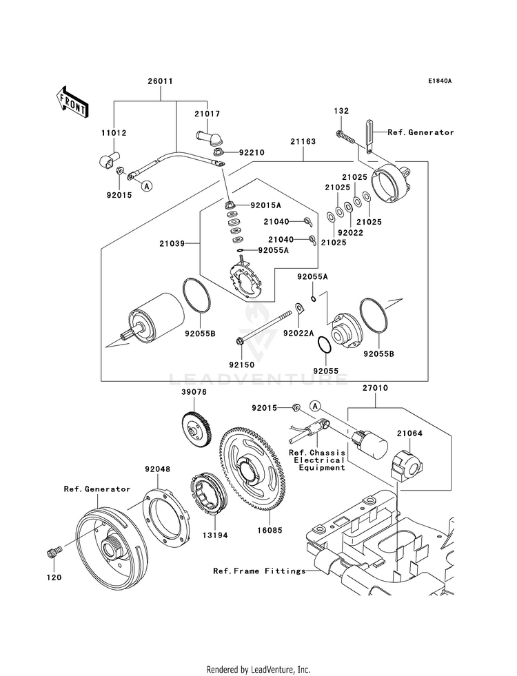 Starter Motor (A7f) KVF750A7F Brute Force 750 4x4i (2007) Schematic