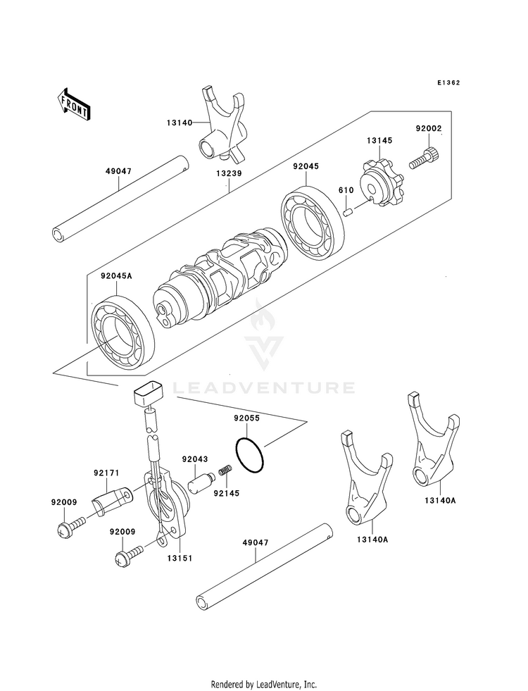 Gear Change Drum/Shift Fork(S) Schematic
