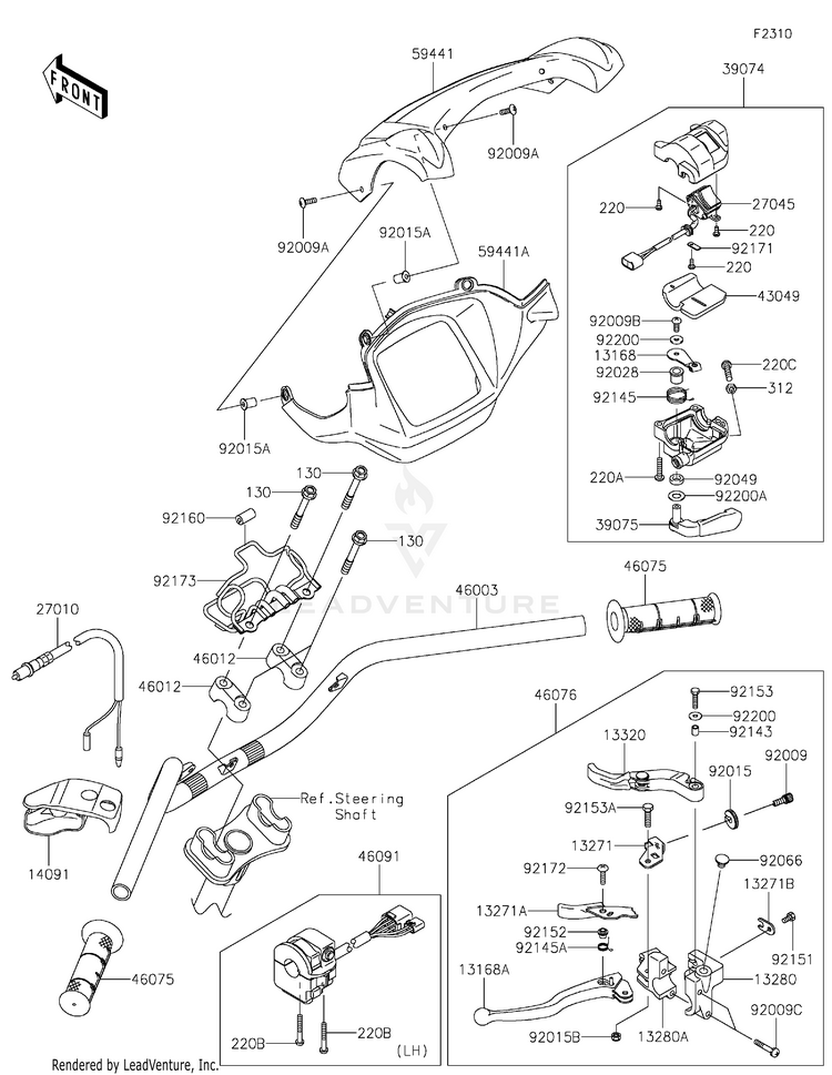 Handlebar 2 KVF750LLF Brute Force 750 4x4i (2020) Schematic