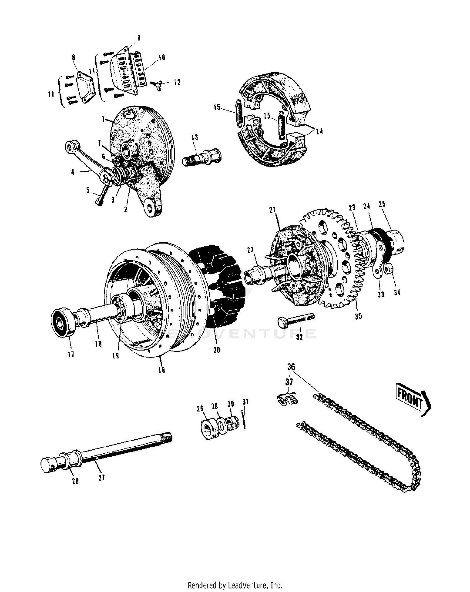 REAR HUB/BRAKE/CHAIN ('69-'72 H1/A/B/C)
