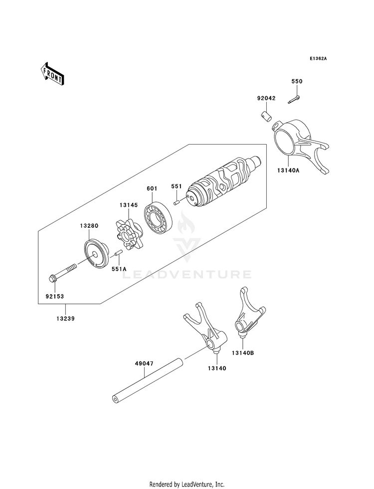 Gear Change Drum/Shift Fork(S) Schematic