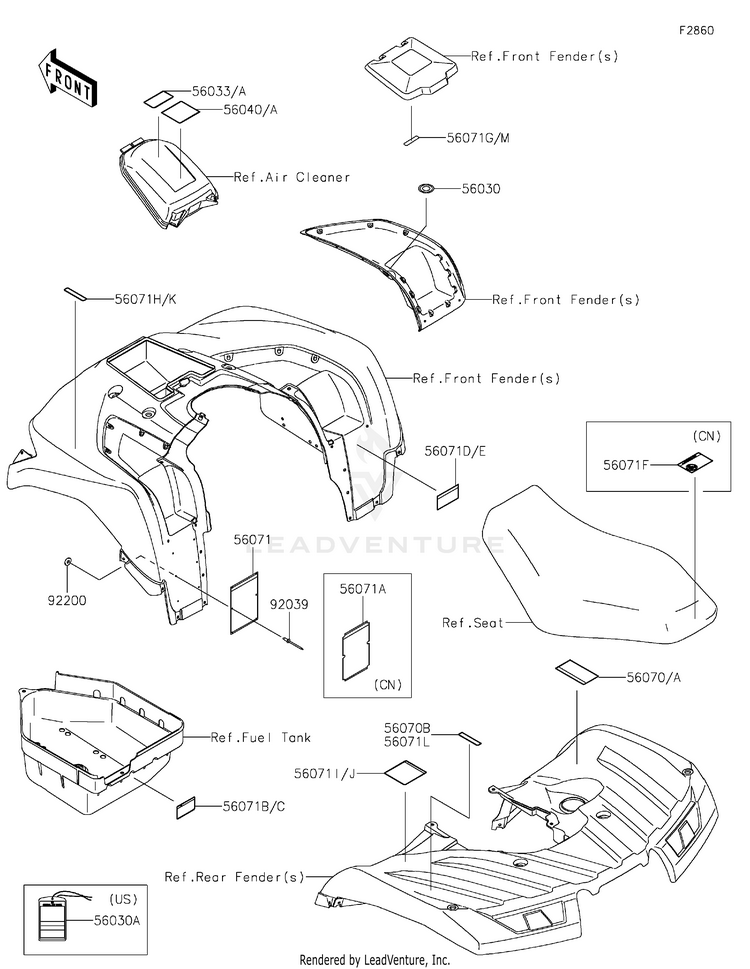 Labels KVF750JMFNN Brute Force 750 4x4i EPS (2021) Schematic