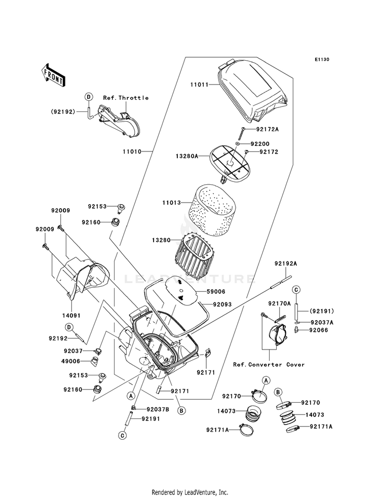 Air Cleaner KVF750E8F Brute Force 750 4x4i Hardwoods Green HD (2008) Schematic
