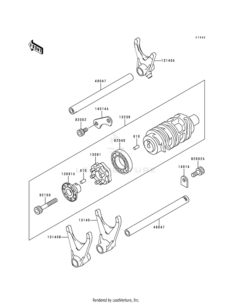 Gear Change Drum/Shift Fork(S) Schematic