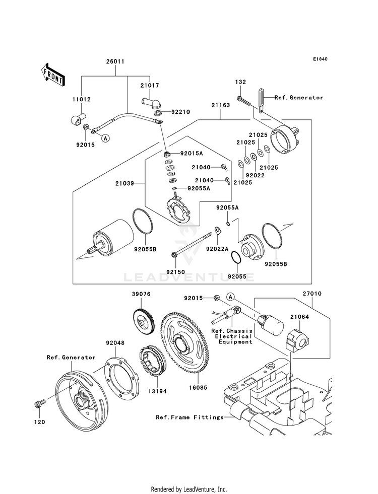 Starter Motor KVF650H8F Brute Force 650 4x4i (2008) Schematic