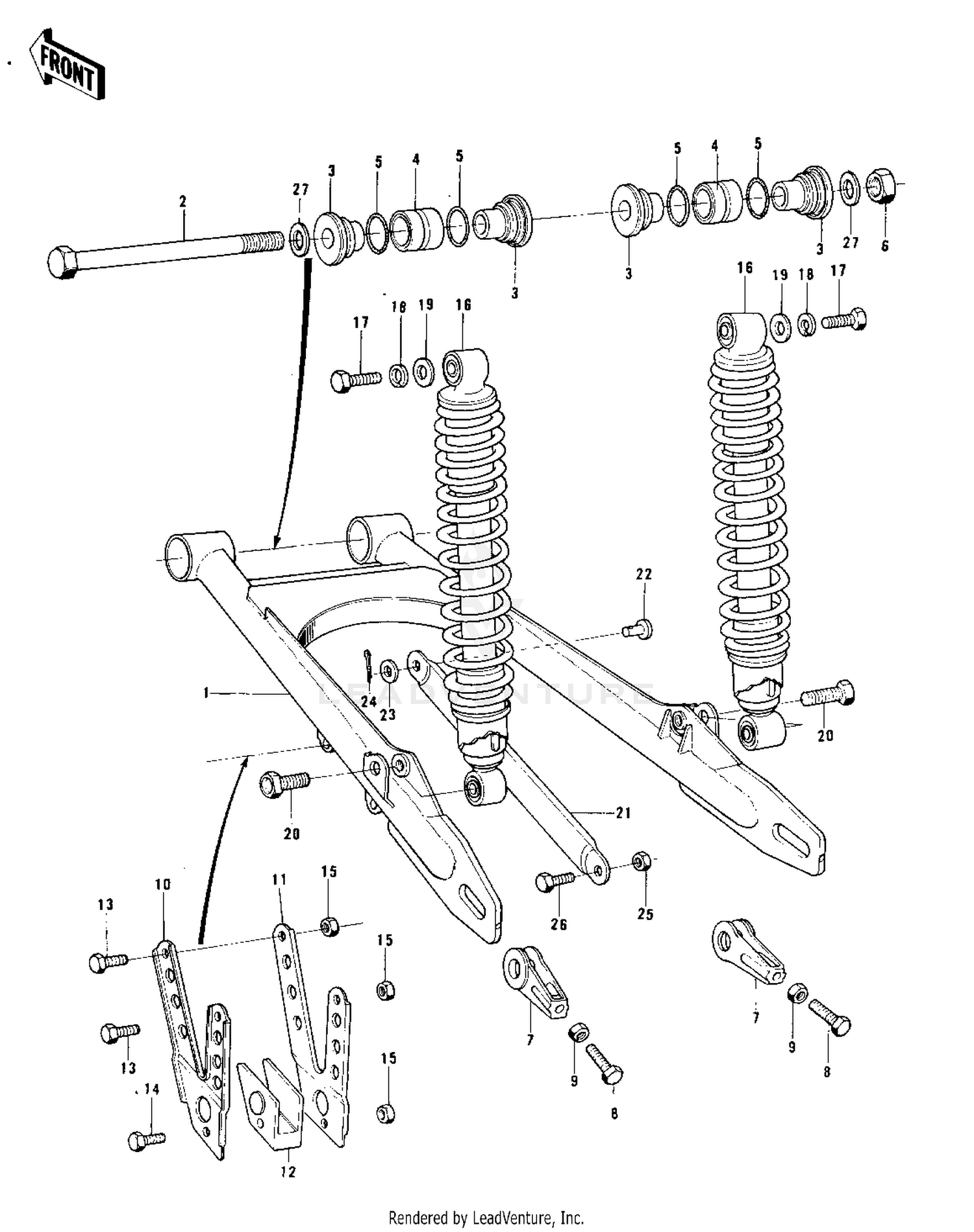 SWING ARM/SHOCK ABSORBERS (KX250-A/A3)
