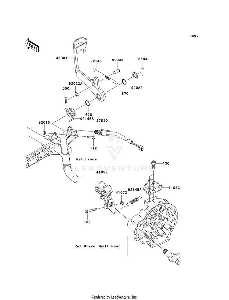 Brake Pedal KVF750A7F Brute Force 750 4x4i (2007) Schematic