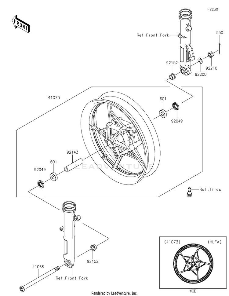Front Wheel EX400HLF Ninja 400 (2020) Schematic