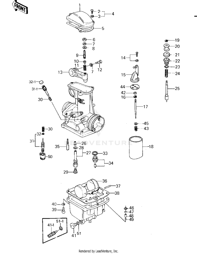 Carburetor Parts ('79-'81 C2/C3/C4) Schematic