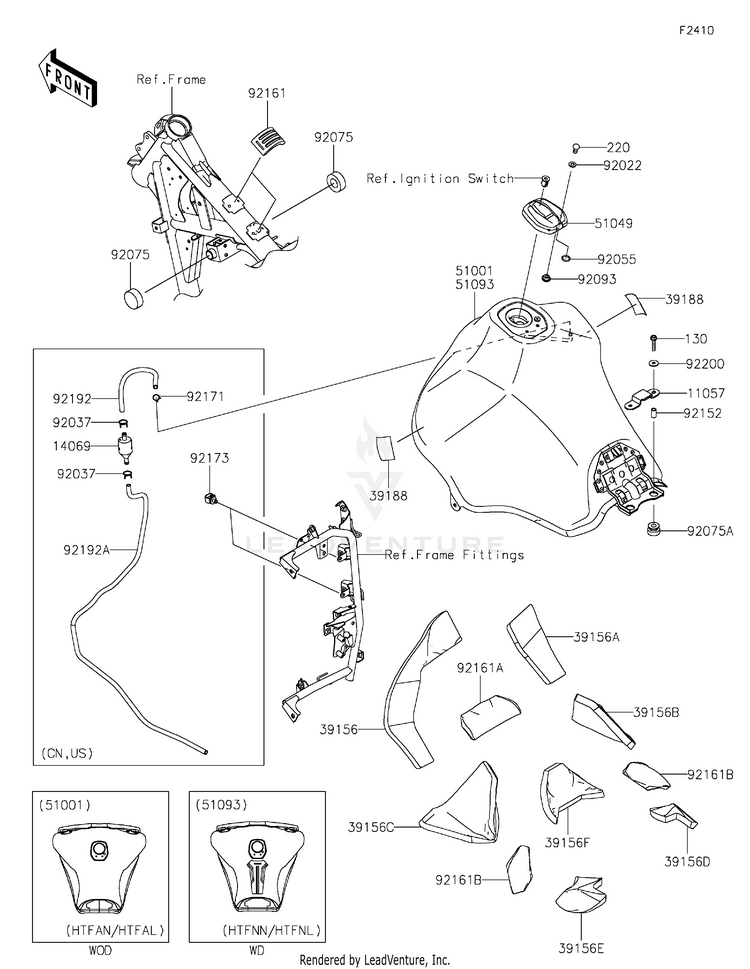 Fuel Tank KL650HTFAL KLR650 Adventure ABS (2026) Schematic