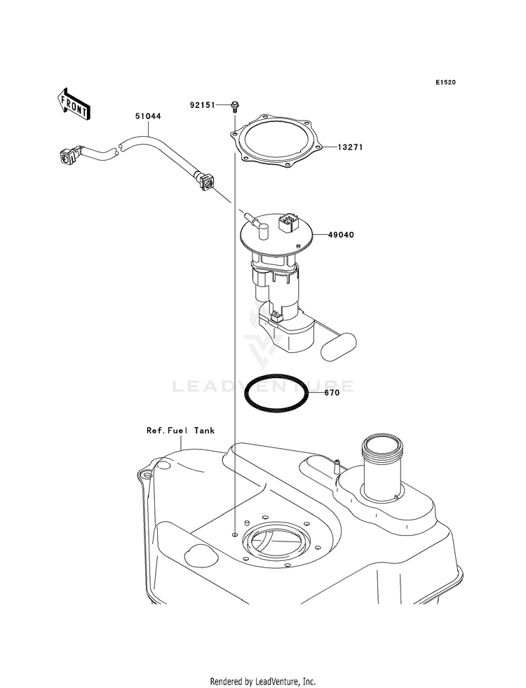 Fuel Pump KVF750E8F Brute Force 750 4x4i Hardwoods Green HD (2008) Schematic