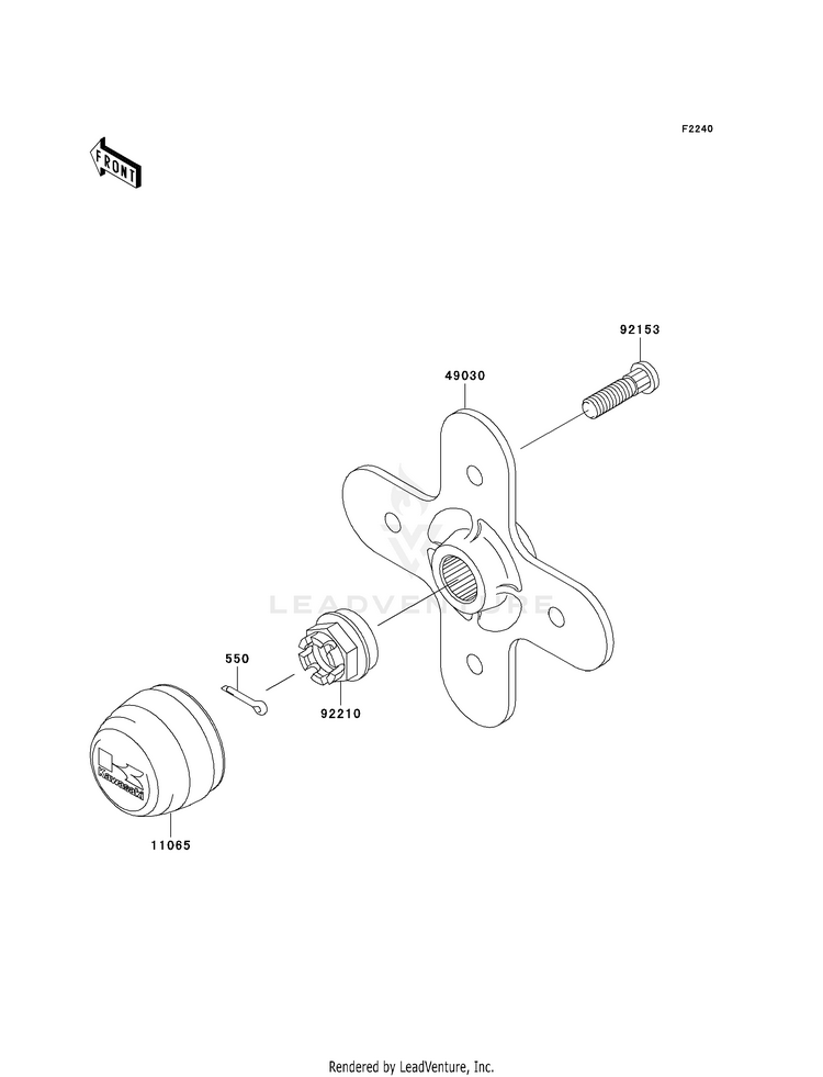 Rear Hub KVF650F8F Brute Force 650 4x4i (2008) Schematic