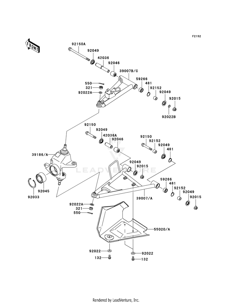 Front Suspension (-Jkavfda1 6b524414) KVF750A6F Brute Force 750 4x4i (2006) Schematic
