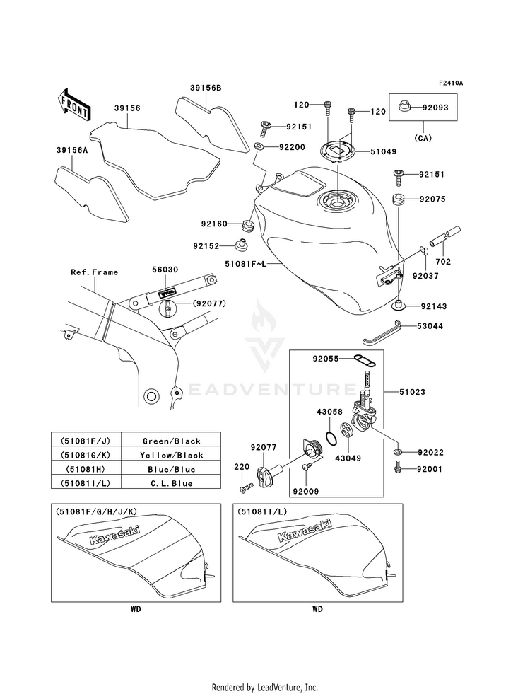 Fuel Tank (Zx600-J2) Schematic
