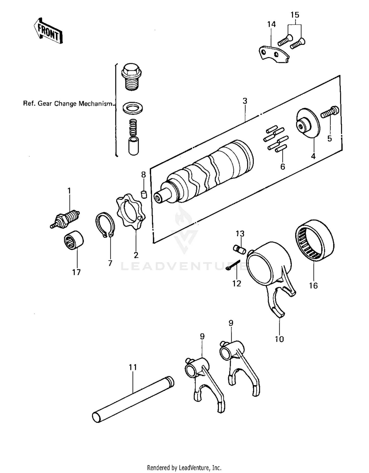 GEAR CHANGE DRUM & FORKS ('80 A1)