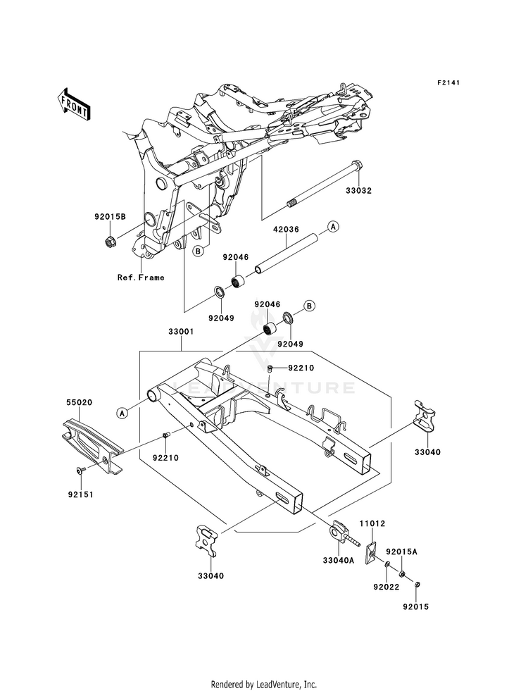 Swingarm EX300BEF Ninja 300 ABS (2014) Schematic