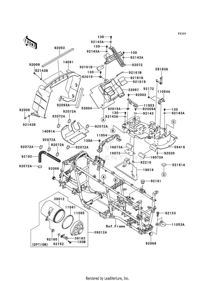 Frame Fittings KVF750D8F Brute Force 750 4x4i (2008) Schematic