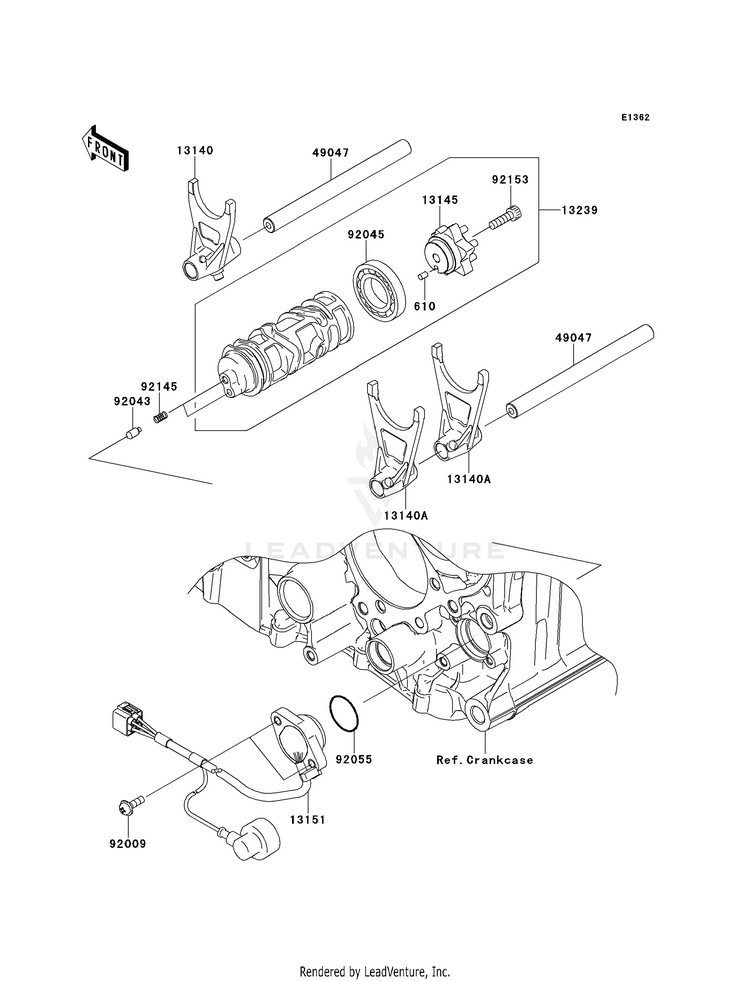 Gear Change Drum/Shift Fork(S) Schematic