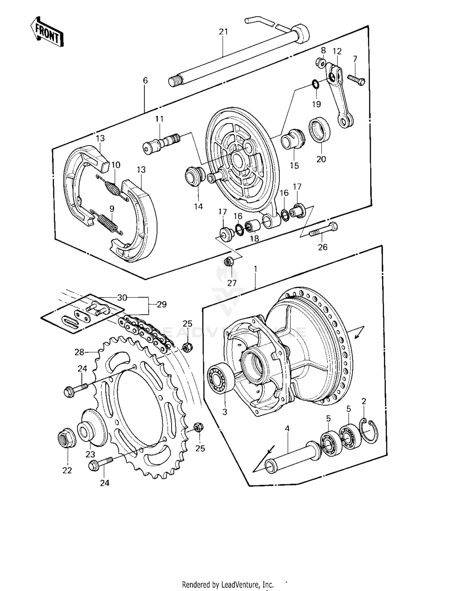 REAR HUB/BRAKE/CHAIN ('80 A1)